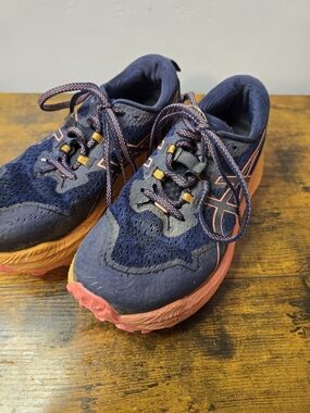 ​ASICS Trabuco Max 2 Women's Size 8 Trail Running Shoes Navy Orange 1012B426